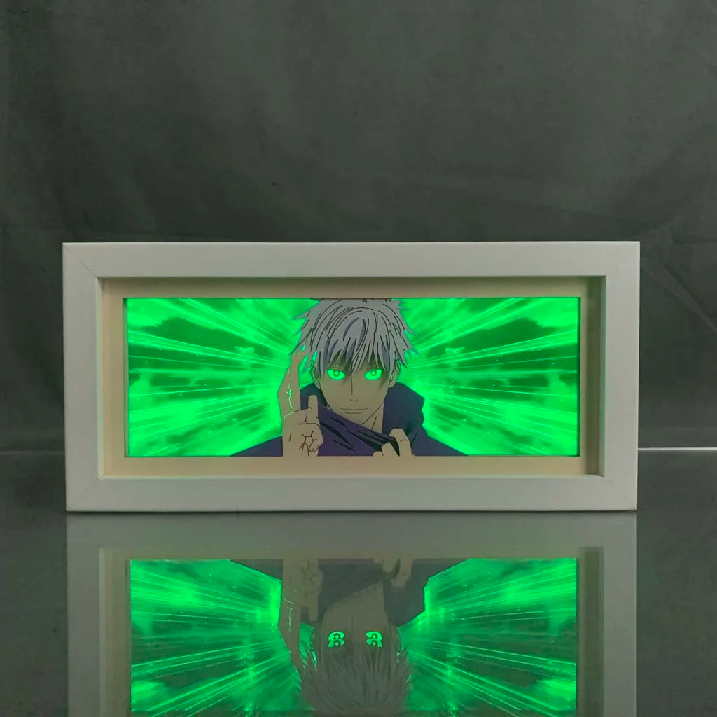 veilleuse led anime jujutsu kaisen satoru gojo lumiere verte bleue magenta chambre enfant deco