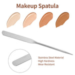 spatule maquillage acier inoxydable argenté moderne lisse brillante outils cosmétiques minimaliste qualité professionnelle durable