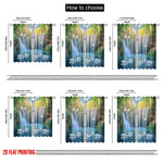 rideau moderne deux pièces paysage cascade oiseaux arbres vert bleu opacité polyester