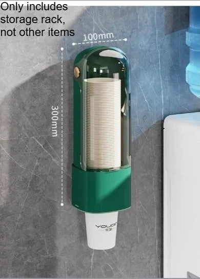 distributeur tasses jetables moderne minimaliste adhésif transparent vert blanc beige plastique