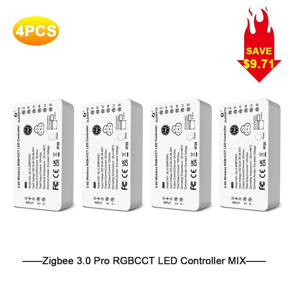 contrôleur led zigbee 30m app voix blanc moderne abs 270w 12v24v