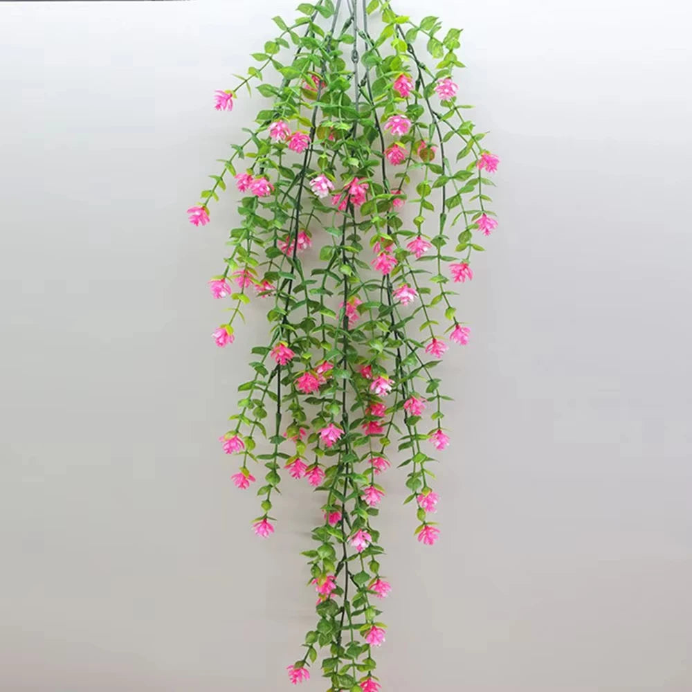 plantes suspendues artificielles fleurs vert rose blanc modernes extérieures