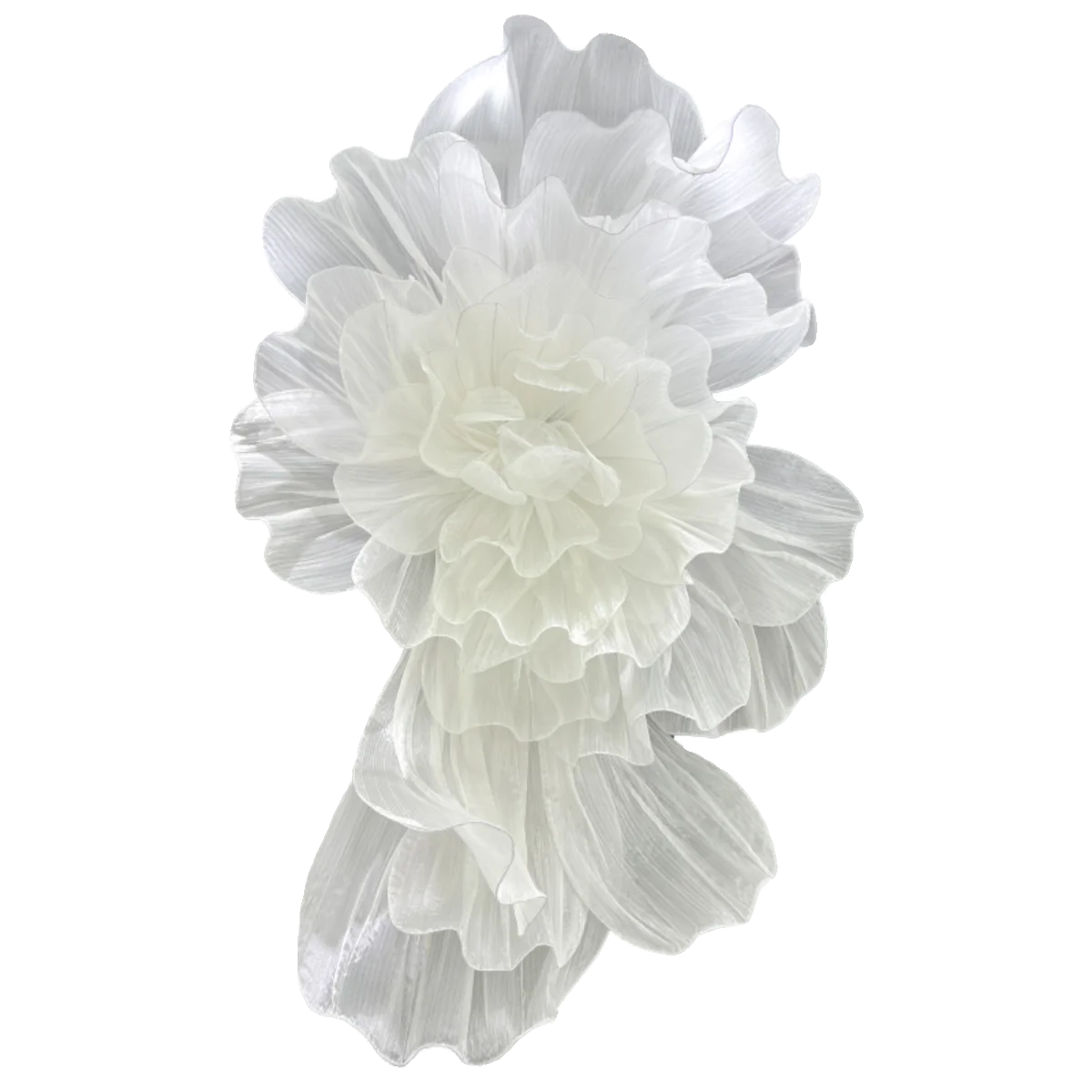 décoration mariage serre tête épingle cheveux blanc argenté plissé semi transparent floral stylisé