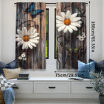 rideau fleurs papillons rustique couleurs naturelles inclusion deux pièces polyester