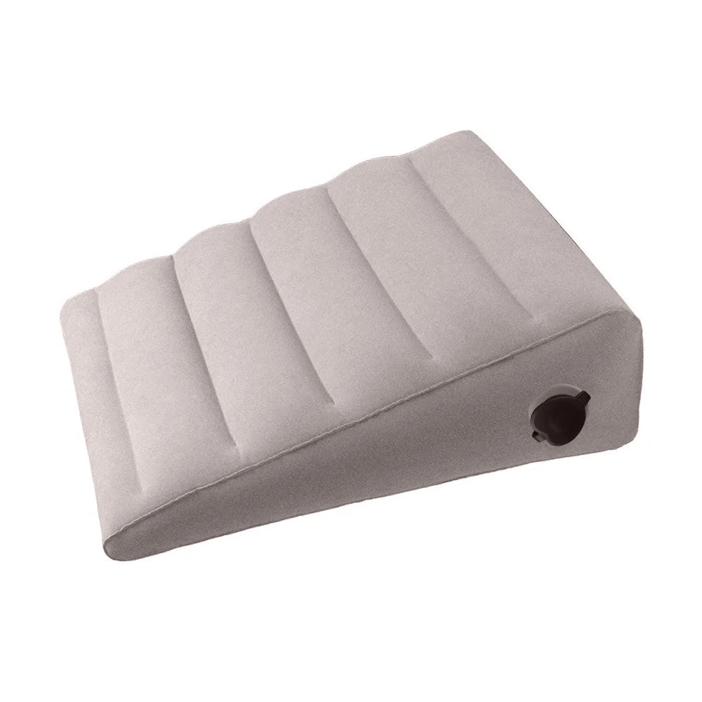 coussin d'appoint gris clair tissu uni moderne valve gonflable voyage qualité polyester coton PVC