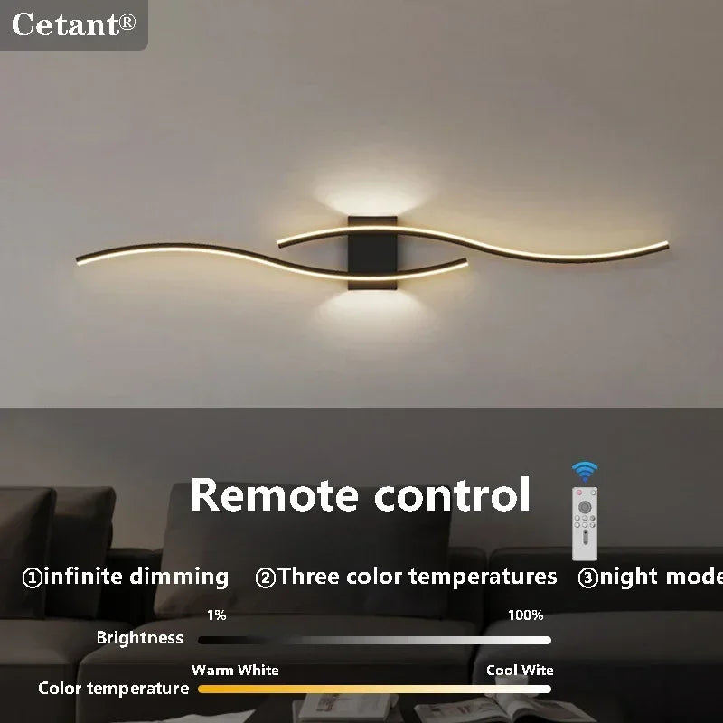 lampes murales led modernes 60 80cm noir doré blanc minimaliste télécommande