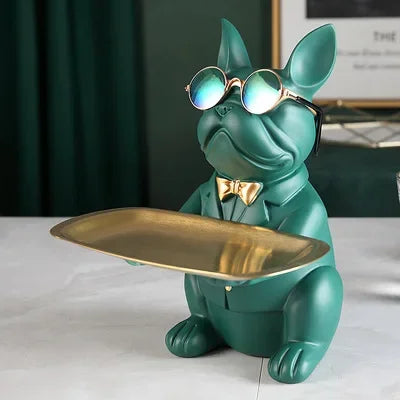 statue animaux chien résine moderne bleu vert noir gris décoration organisation ornement cadeau