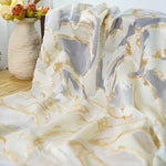 tissu polyester blanc doré marbré moderne résistance intempéries couture décoration 140cm respectueux environnement