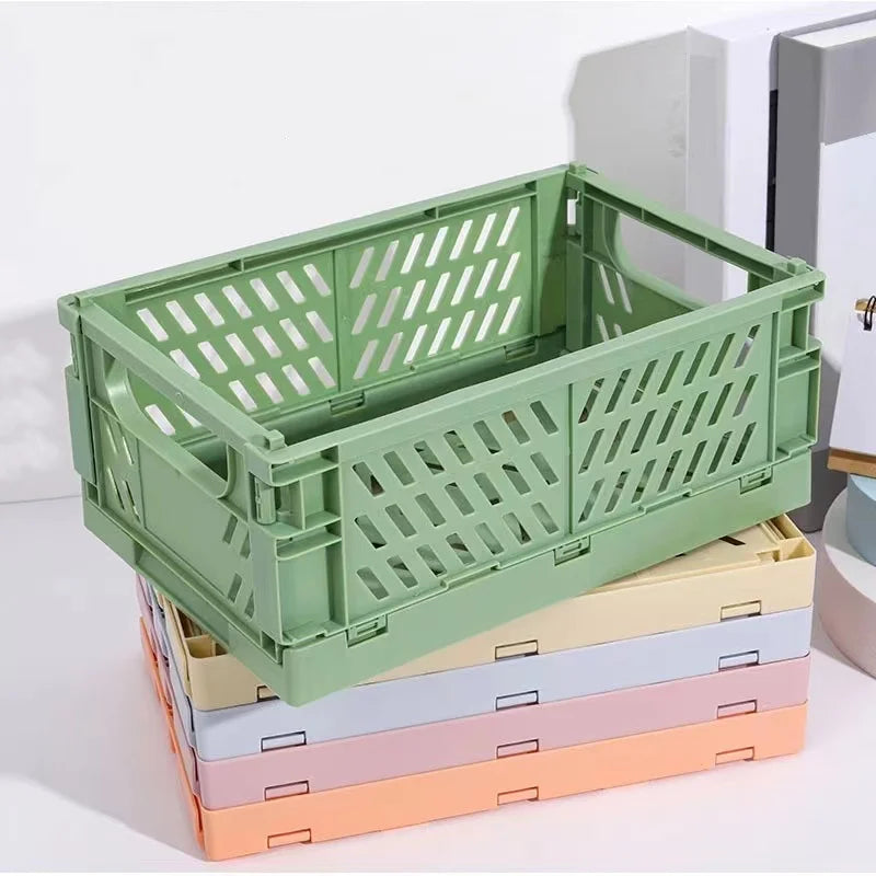 caisse rangement pliante plastique moderne orange jaune gris vert rose violet grille ventilation clips