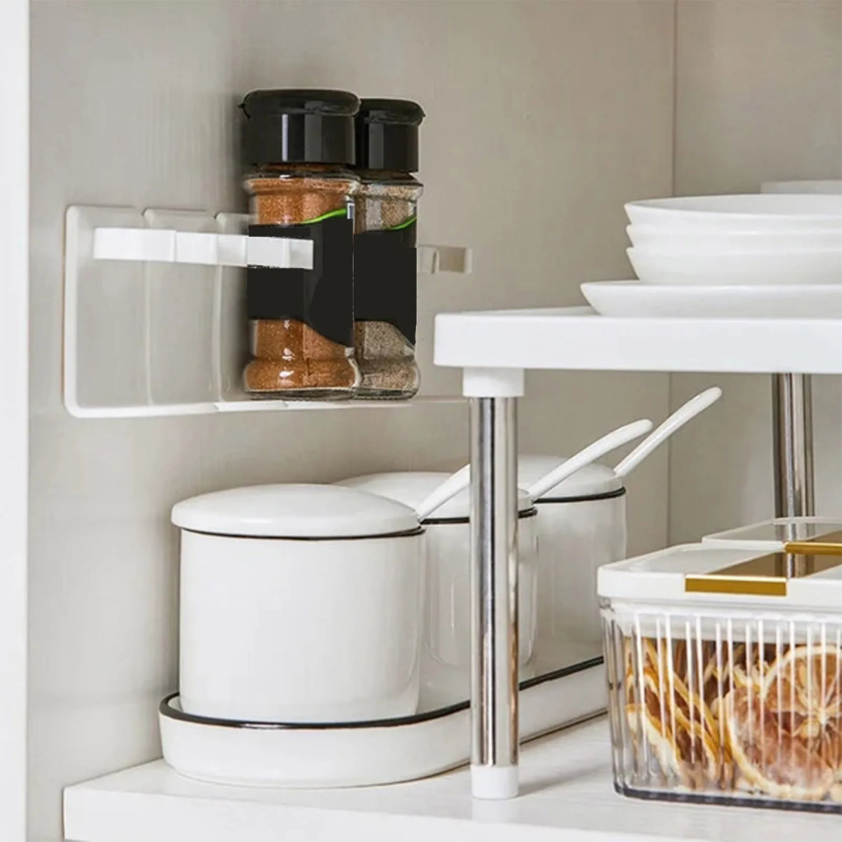 organisateur mural réutilisable blanc moderne épices cosmétiques rangement adhésif multifonction chambre cuisine