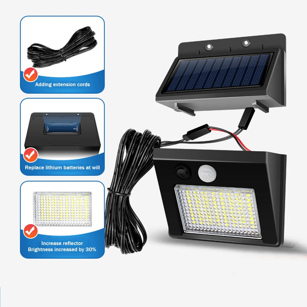lumière solaire extérieure led moderne noire ip65 autoinstallation 32led 48led jardin
