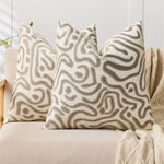 lot deux housses coussin chenille motif abstrait moderne canapé salon décoratif
