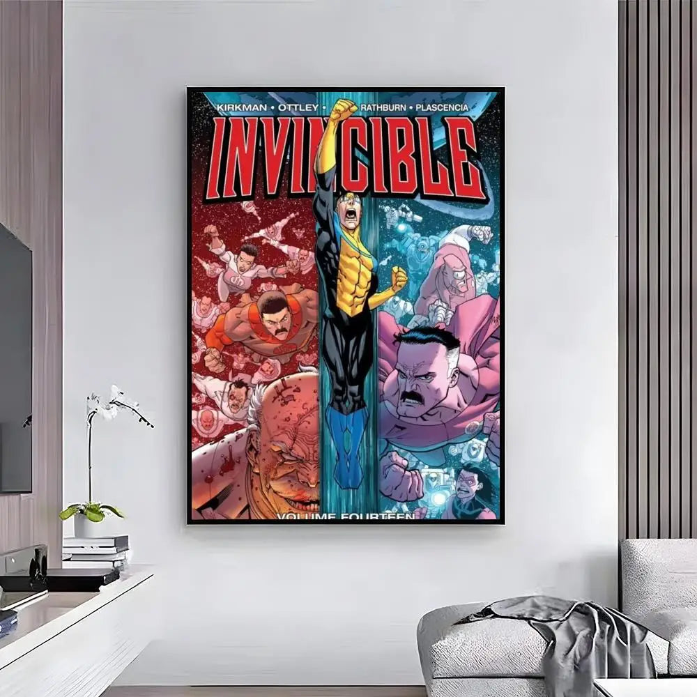 affiche invincible comics multicolore personnages dynamique moderne cadre fácil appliquer decoration