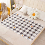 tapis jeu enfant moderne dinosaures pandas fleurs blanc orange vert