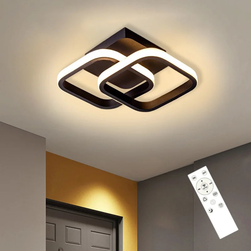 luminaire led plafonnier moderne minimaliste noir blanc forme carrée surface lisse fixé télécommande