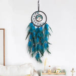 attrape rêves décoration murale plumes ethnique boho chic marron bleu beige gris