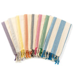 serviette plage coton vert clair beige rayures moderne absorbante entretien facile océan noël franges