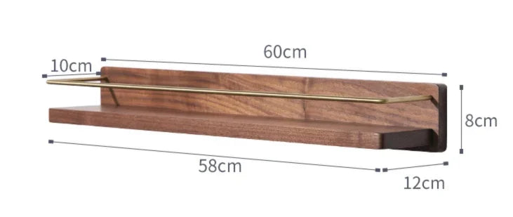 étagère murale moderne minimaliste bois naturel doré étagères clips métalliques