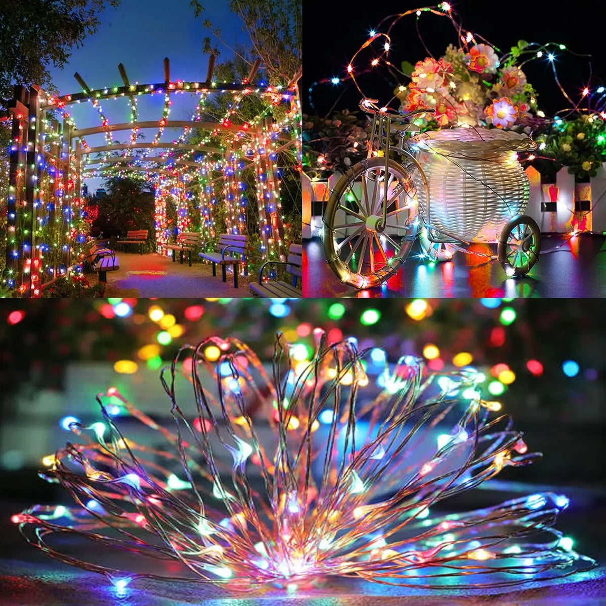 guirlande lumineuse solaire blanc chaud filament led moderne clips fixationextérieur ip65 50led