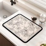 tapis cuisine moderne floral beige clair noir anti bactérie anti dérapant absorbant respectueux environnement