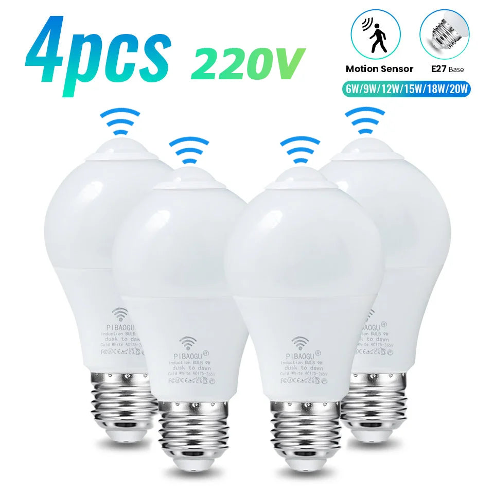 ampoules led e27 radar capteur mouvement détecteur infrarouge blanc moderne 2700k 6500k 6w 9w