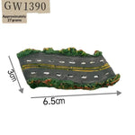 miniature route résine gris vert blanc jaune texture rugueuse décoration jardin féerique bricolage accessoire