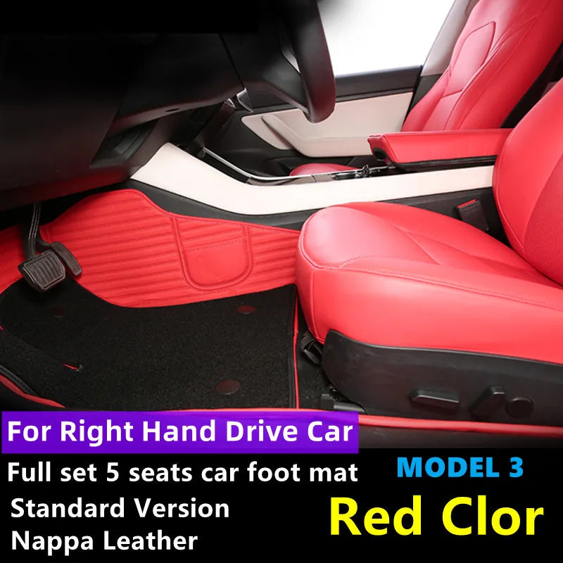 tapis sol voiture tesla model cuir artificiel fibre synthétique noir blanc moderne sac rangement