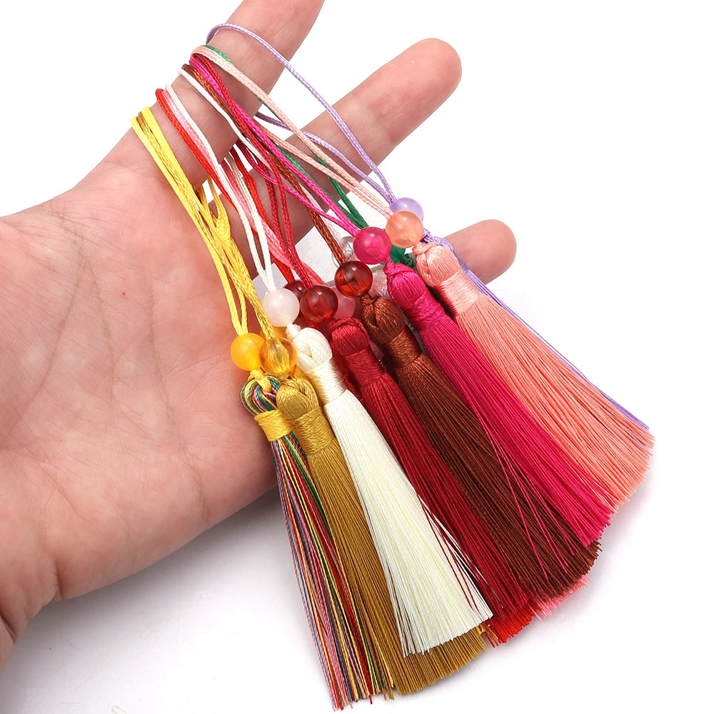 pompons multicolores texturés franges 12cm 5cm longueur traditionnels décoratifs 10pcs