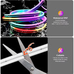 ruban led néon multicolore rayures horizontales moderne flexible clips télécommande adaptateur électrique boîte contrôle