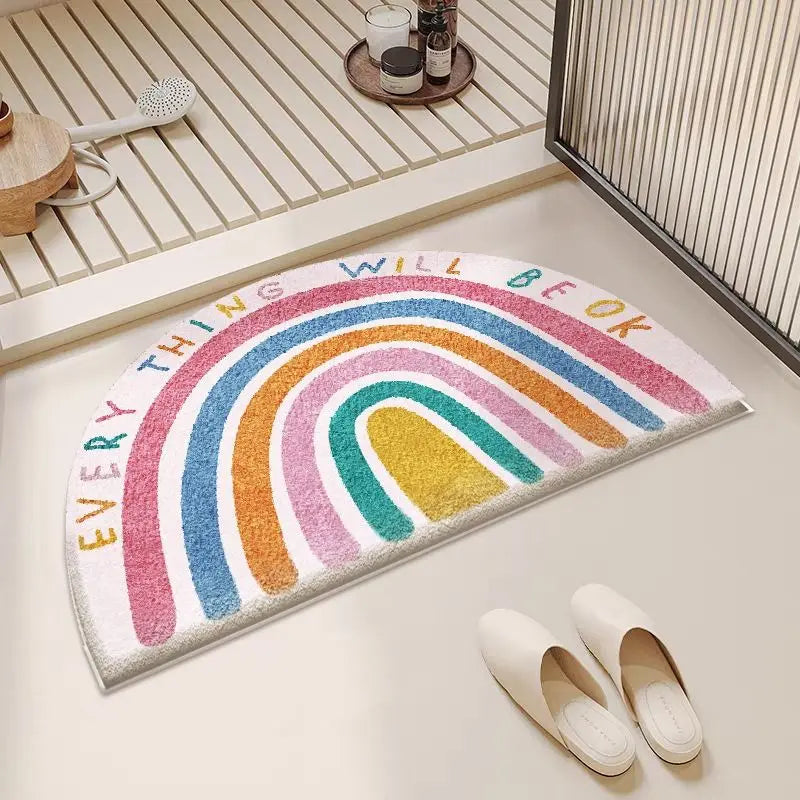tapis sol arc ciel multicolore moderne salle bain chambre salon absorbant antidérapant polyester confortable