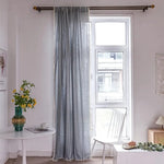 rideau moderne bohème beige clair gris clair rayures verticales franges opaques crochets métalliques