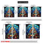 rideau multicolore arbre noël motifs géométriques moderne opacité polyester deux panneaux