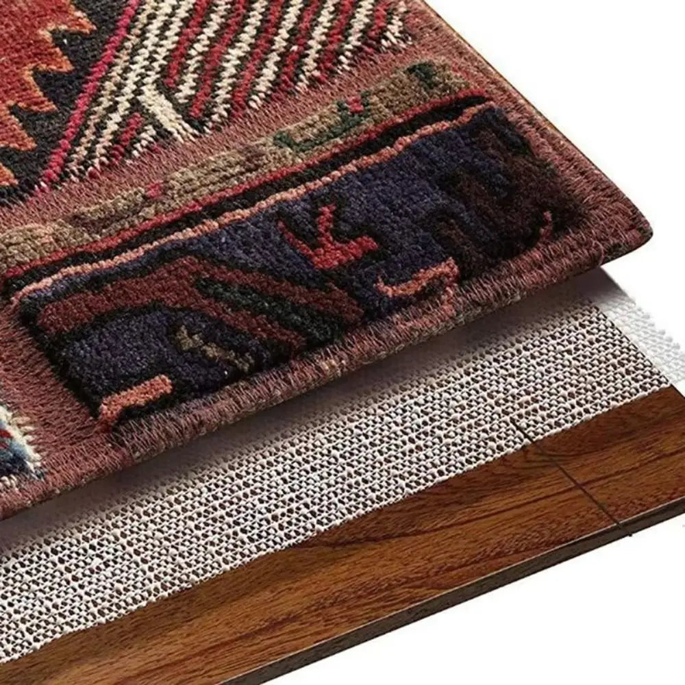 tapis protection beige clair texture tissée motifs géométriques adhésif moderne