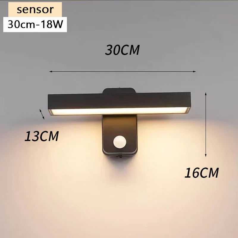 lumière murale led moderne 30cm marron foncé interrupteur tactile sensoriale ip65 étanche