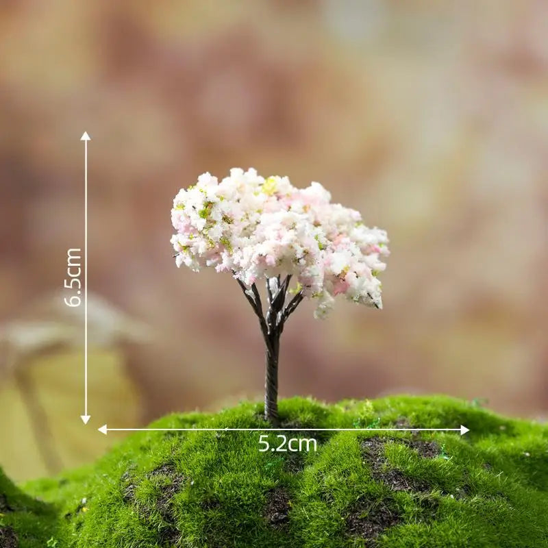 miniatures arbres fleurs artificielles vert rose jaunes décoratives jardin féerique