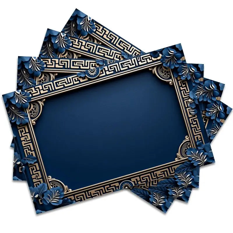 tapis table bleu doré motif floral classique élégants maison fête hiver printemps été automne