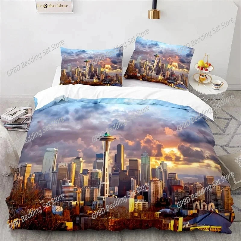 Housse de couette imprimée New York vue de nuit