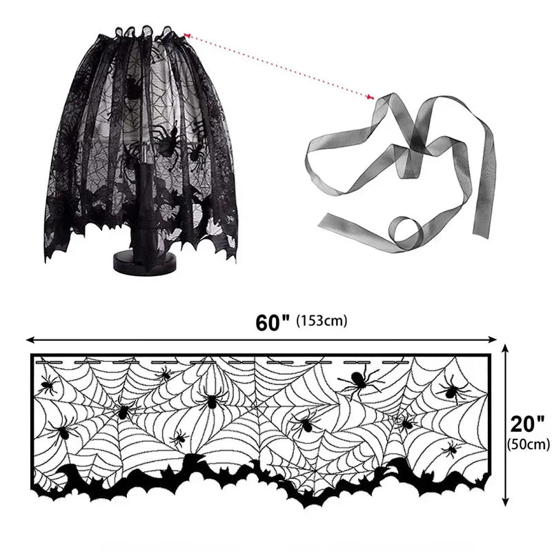 rideau halloween noir toile d'araignée chauves souris imperméable réutilisableextérieurintérieur