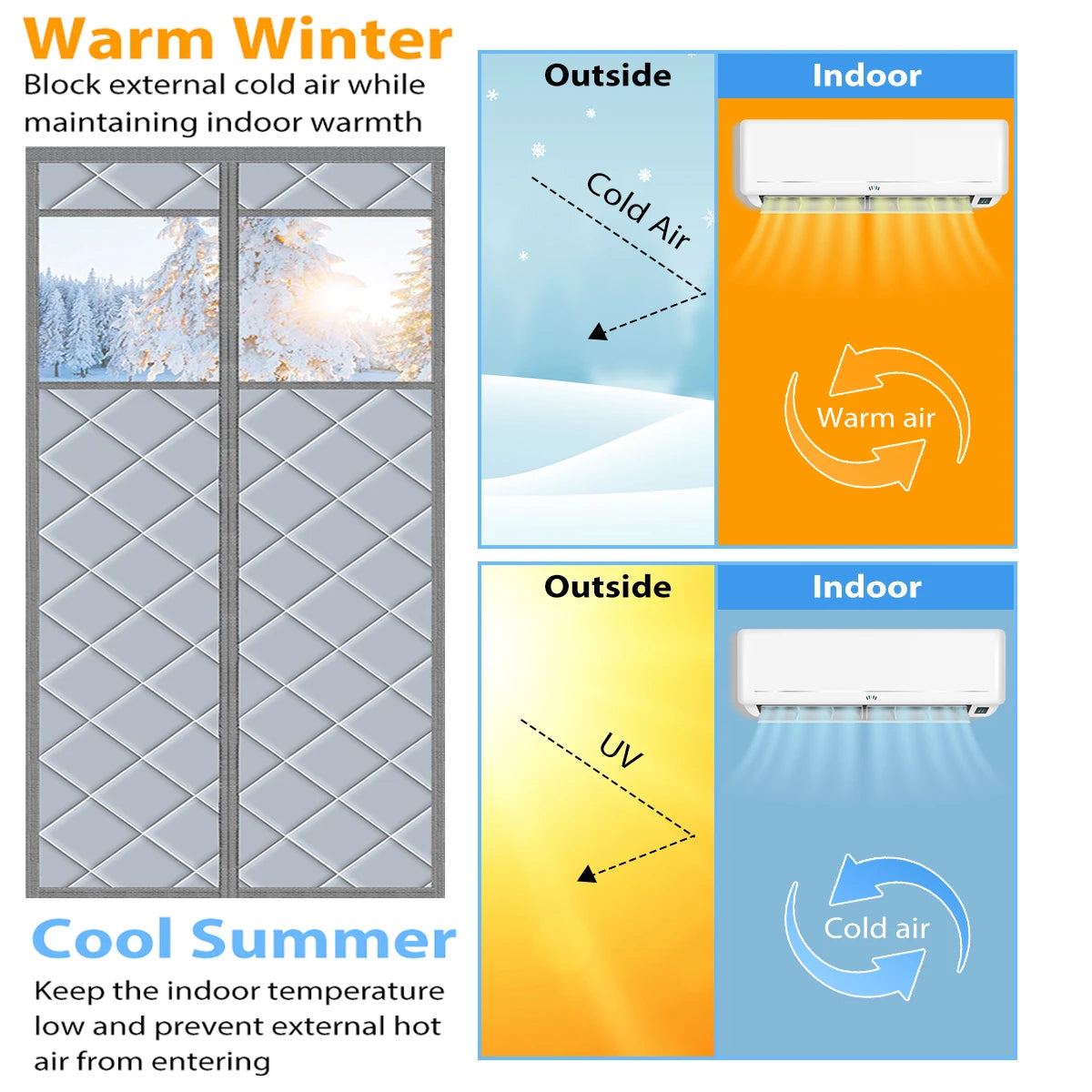 rideau porte gris quilted adhésif moderne isolation hiver épaissi multicouche automatique