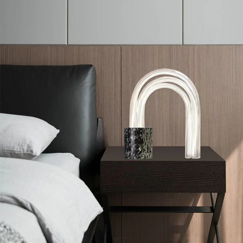 lampe table marbre moderne blanc noir rayures finies led minimalisteintérieur chambre salon éclairage