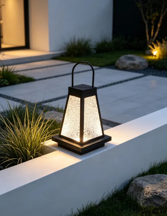 lanterne moderne extérieure étanche noir texture translucide éclairage paysager sol ip65 led assemblage