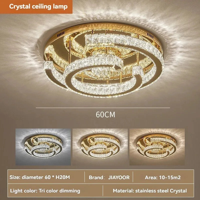 plafonnier led doré moderne élégant cristal transparent strass chambre salon