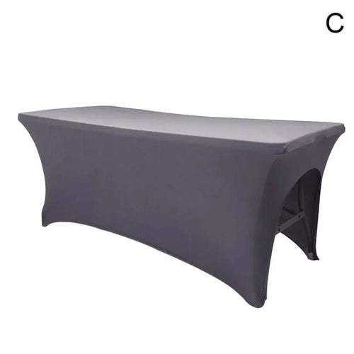 housse table pliante tissu gris noir blanc moderne clips latéraux ajustable couverture fonctionnelle