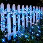 guirlande lumineuse solaire fleurs bleu multicolore moderne décoration extérieure jardin balcon festif