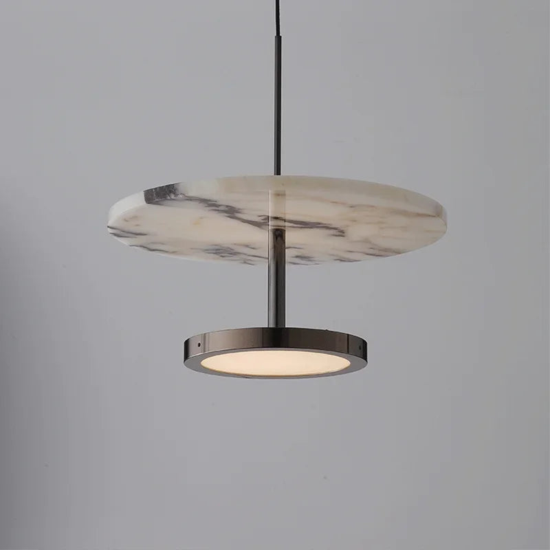 Suspension lumineuse marbre moderne blanc gris noir salon chambre led pendentif Pierre