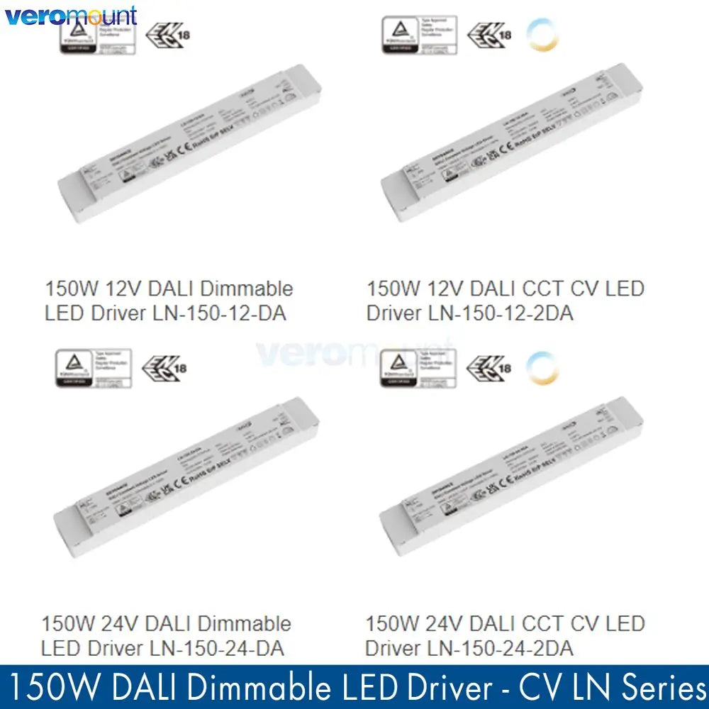 pilote led 150w 12v 24v dali cct constant voltage veromount blanc moderne