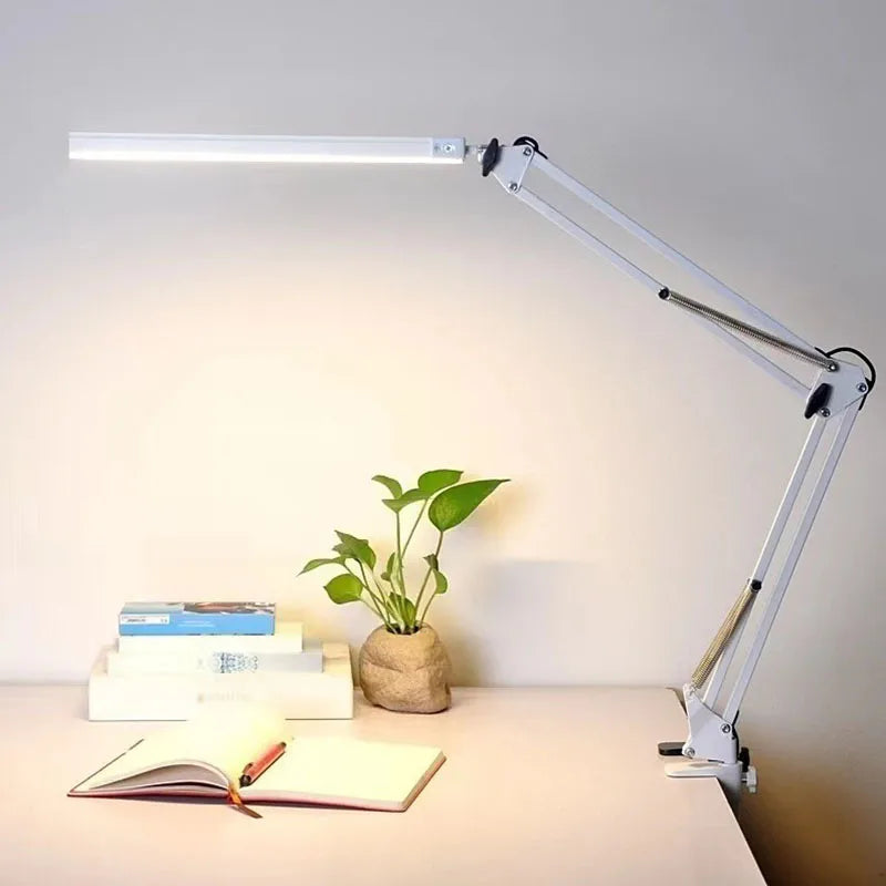 lampe moderne led réglable blanc noir clip table oscillante métal plastique fonctionnelle
