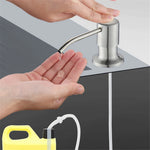 distributeur savon liquide or noir argent acier inoxydable moderne lisse fixations tube extension bouteille