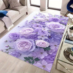 tapis salon moderne violet roses papillons patchwork lavable grande surface décoration chambre intérieur