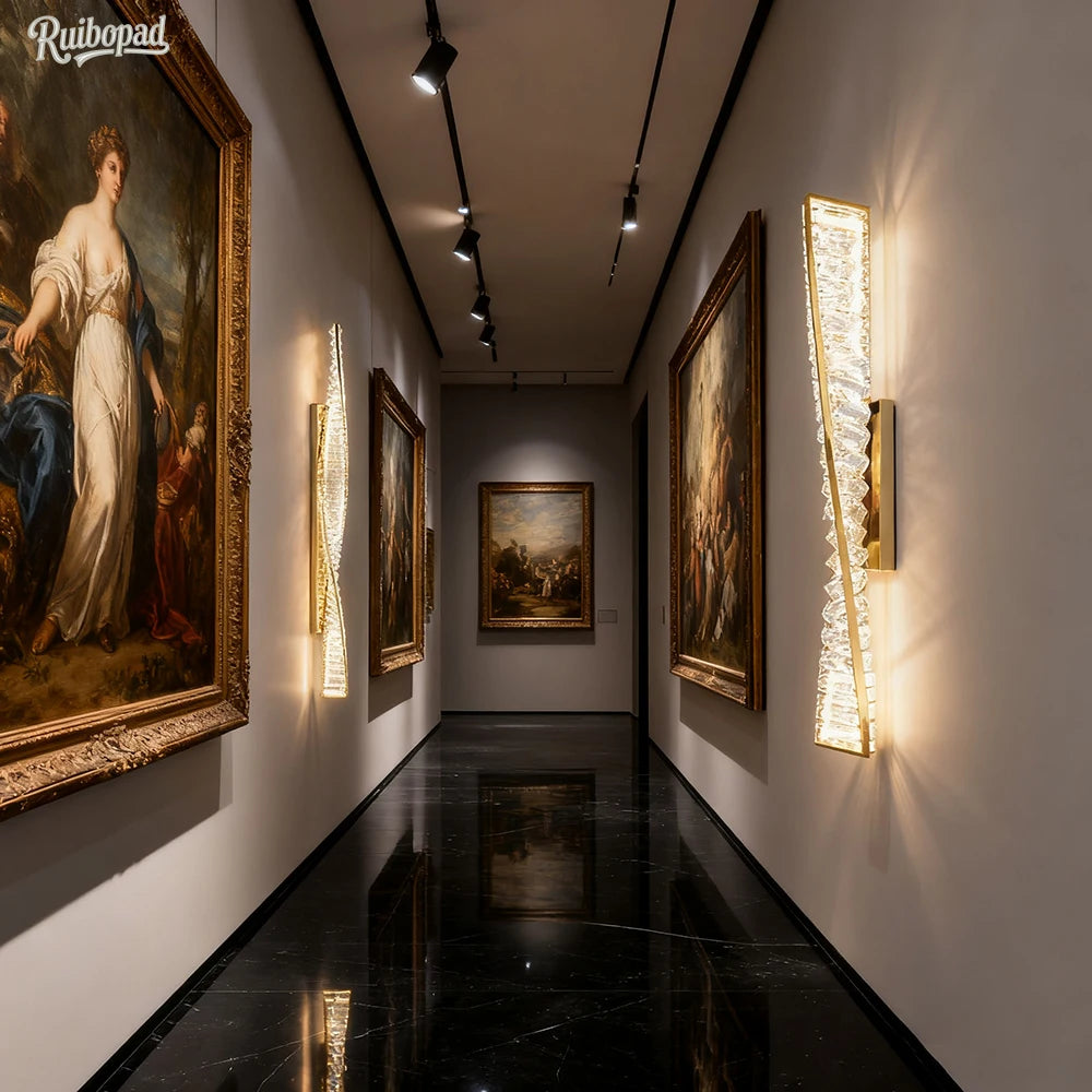 applique murale led cristal doré contemporaine élégante fixée mur éclairage quotidien flux lumineux variable